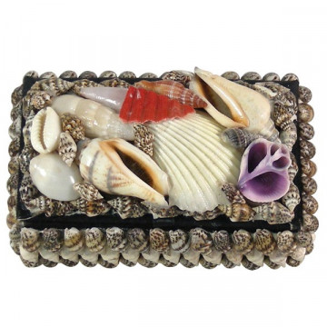 Nacre/seashells box black rectangle 8cm aprox