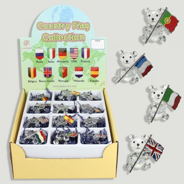 COUNTRY FLAG COLLECTION. Crystal little bears with ban
