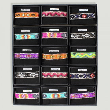 ETHNIC COLORS. Pack 15. Pulsera plana hilo con bri