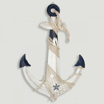 Wooden anchor. Red star model. 40x57cm