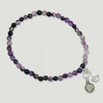AZAHAR silver bracelet. Agate bandeila lilac with abal