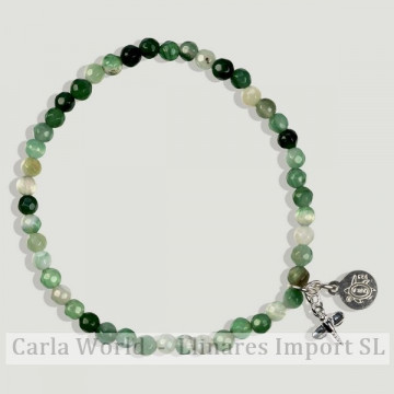 AZAHAR silver bracelet. Green banding agate with flap