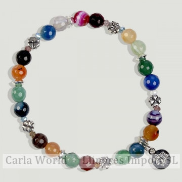 AZAHAR silver bracelet. Multicolor agate medium