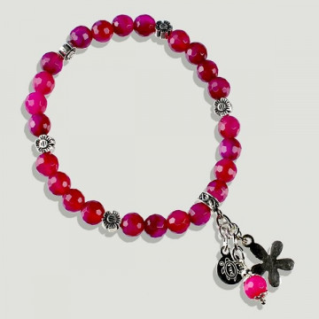 AZAHAR silver bracelet. Raspberry Agate with Bead