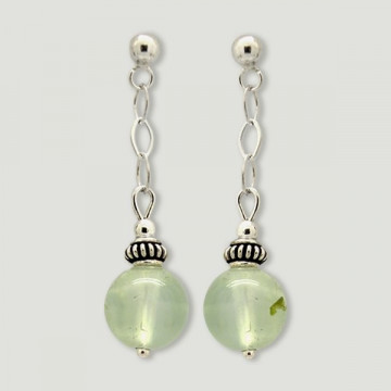 BRISA silver earrings. Prehnita ball