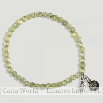 Pulsera BRISA plata. Prehnita facetado 4mm. Abalor