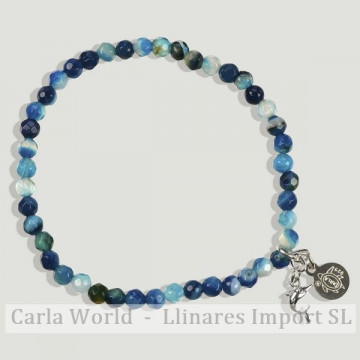 BRISA silver Bracelet. Faceted blue agate 4mm. Abal