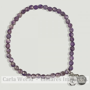 BRISA silver Bracelet. Faceted 4mm amethyst. Abalor