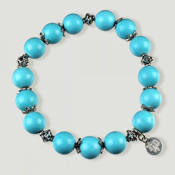 Pulsera BRISA plata. Howlita azul. Entrepiezas pla