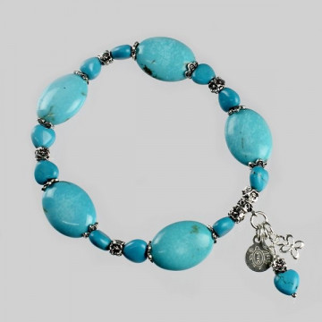 Pulsera BRISA plata. Magnesita Turquesa. Abalorios