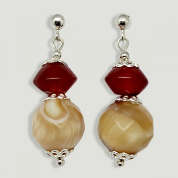FOREST silver earrings. Carneola and Nacre