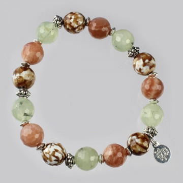 Bracelet FOREST argent. Pierre Soleil, Agate Feu et Pr