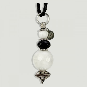 SKADE silver pendant. White Jade and Onyx