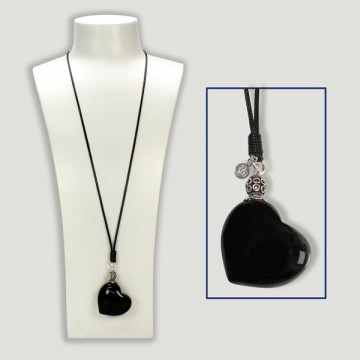 Pendentif SKADE argent. Onyx. Coeur de côté