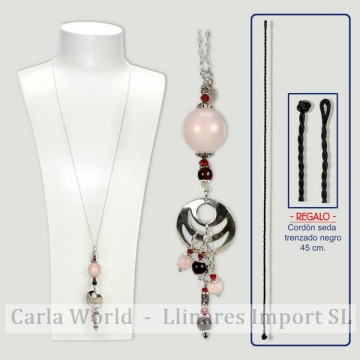 SKADE silver pendant. Pink Quartz, Garnet, Eye of