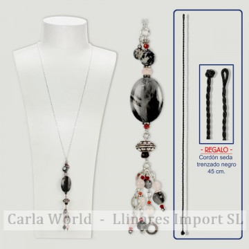 Pendentif SKADE argent. Quartz Rutile noir, Cristal 