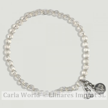 Pulsera SKADE plata. Cristal roca. Bola facetada 4