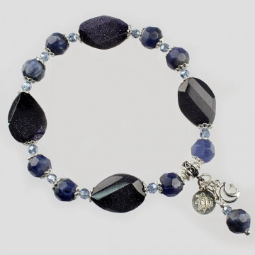 SKADE silver Bracelet. Aventurine Blue Gold and Sodalit