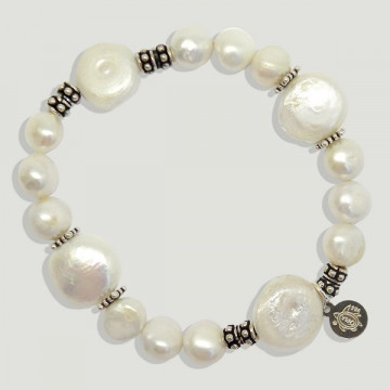 SKADE silver Bracelet. Pearl. Between parts silver