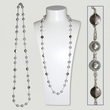 Collier SKADE argent. Perla Gris. Intermédiaires et cade