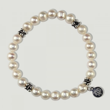 SKADE silver Bracelet. White Pearl