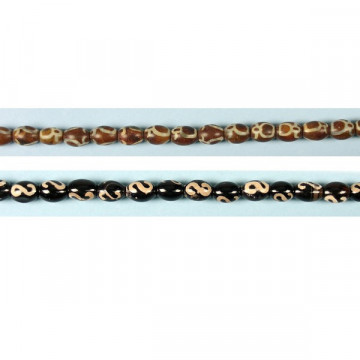 Tibetan agate strip and barrel - 14x16mm