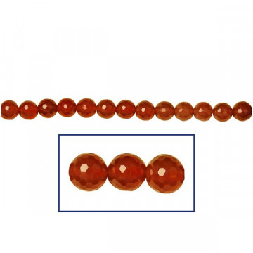 Agate cornelian strip ball fac 12mm