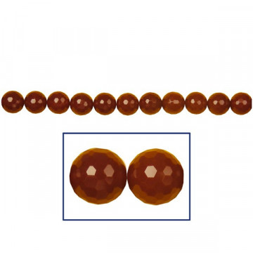 Agate cornelian strip ball fac 14mm