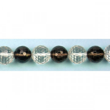 Smoky quartz and rock crystal bead strand fac 18mm
