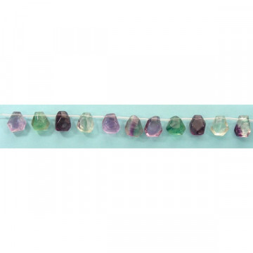 Fluorite extra teardrop pebble strand fac 15x20mm