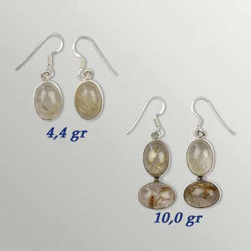 Silver earrings. RUTILATED QUARTZ. 3 to 11gr.