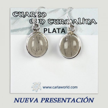 Pendientes Plata. CUARZO TURMALINADO. De 3 a 6gr. (PRECIO POR GRAMO)