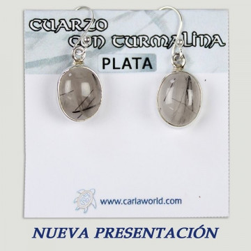 Pendientes Plata. CUARZO TURMALINADO. De 3 a 6gr. (PRECIO POR GRAMO)