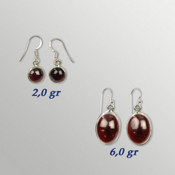 Silver earrings. GARNET. 3 to 5 gr.