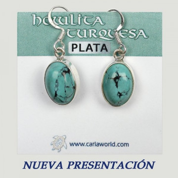 Pendientes Plata. HOWLITA TURQUESA. 5gr. (PRECIO POR GRAMO)