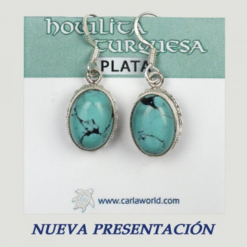 Pendientes Plata. HOWLITA TURQUESA. 5gr. (PRECIO POR GRAMO)