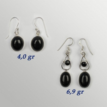 Silver earrings. ONYX. 3 to 7gr.