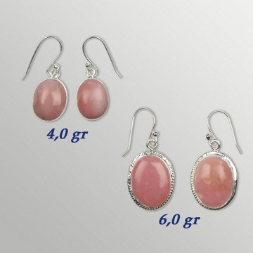 Silver earrings. PINK OPAL. 3 to 7gr. 