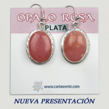 Silver earrings. PINK OPAL. 3 to 7gr. 