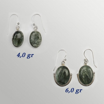Silver earrings. SERAPHINITE. 3 to 6.5gr.