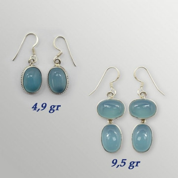 Silver earrings. BLUE AGATE. 3gr.