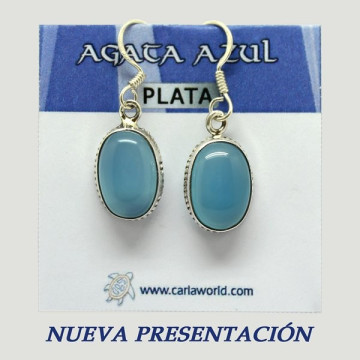 Pendientes Plata. AGATA AZUL. 4gr. (PRECIO POR GRAMO)