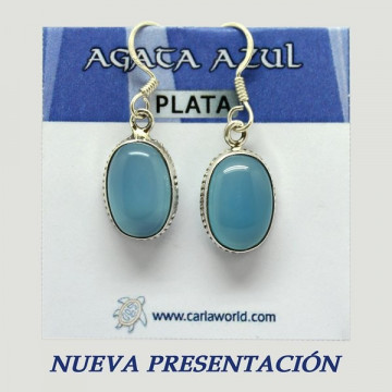 Pendientes Plata. AGATA AZUL. 4gr. (PRECIO POR GRAMO)