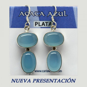 Brincos Prata. ÁGATA AZUL. 3g