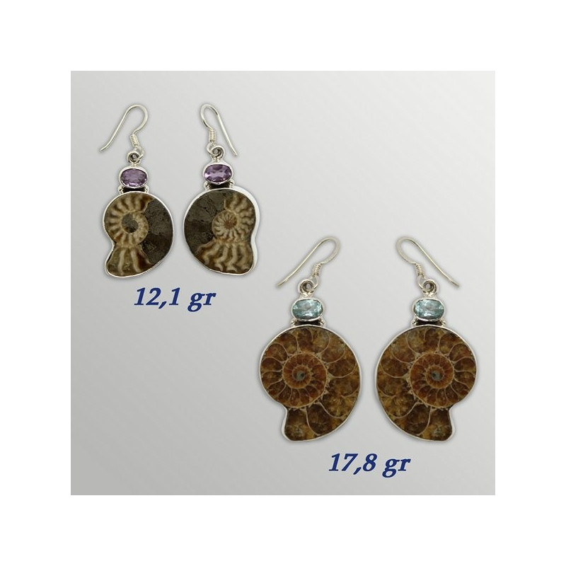 Pendientes Plata. AMMONITE con GEMA. De 12 a 18gr. (PRECIO POR GRAMO) Pendientes Plata. AMMONITE con GEMA. De 12 a 18gr. (PRECIO POR GRAMO)