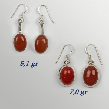 Silver earrings. CARNELIAN. 3 to 7gr.