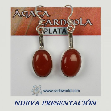 Pendientes Plata. CARNEOLA. 5gr. (PRECIO POR GRAMO)