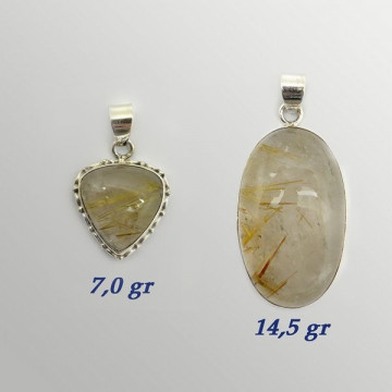 Silver pendant. GOLDEN RUTILATED QUARTZ. 7 to 15gr.