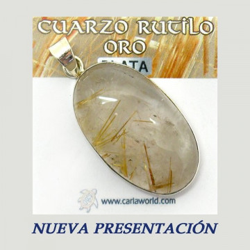Silver pendant. GOLDEN RUTILATED QUARTZ. 7 to 15gr.