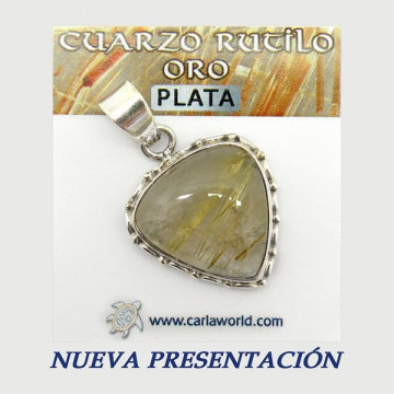 Silver pendant. GOLDEN RUTILATED QUARTZ. 7 to 15gr.